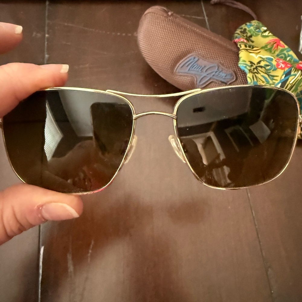 Maui Jim Gold and Brown Sunglasses with Case